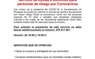 Servicio de Ayuda a Domicilio para Personas en Riesgo por Coronavirus