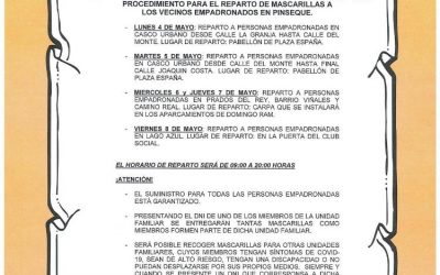 Procedimiento para el reparto de mascarillas
