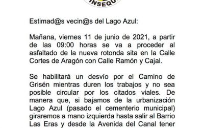 Viernes 11/06 : Asfaltado C/ Cortes de Aragón con Ramón y Cajal
